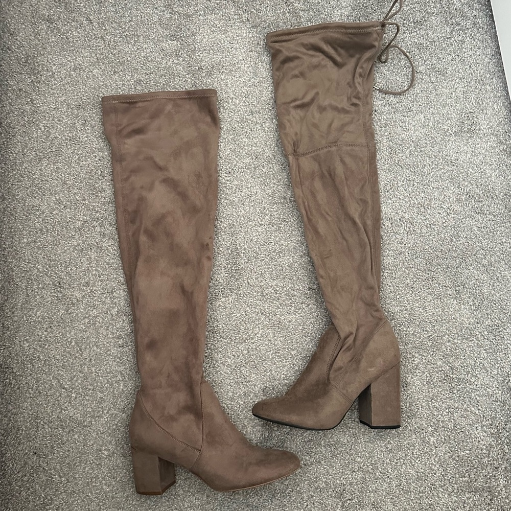 Steve Madden Norri Brown/Taupe Over the Knee Boots Size 10